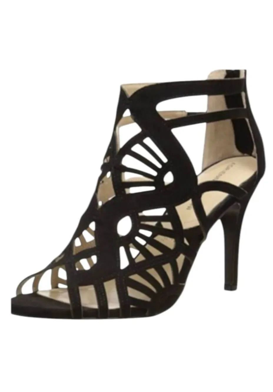 ADRIENNE VITTADINI Gala Black Suede Strappy Heeled Sandal Size 9